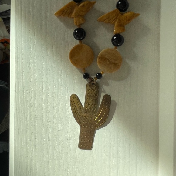 Vintage western coastal cowgirl agate beaded handmade boutique stone necklace - Picture 2 of 5